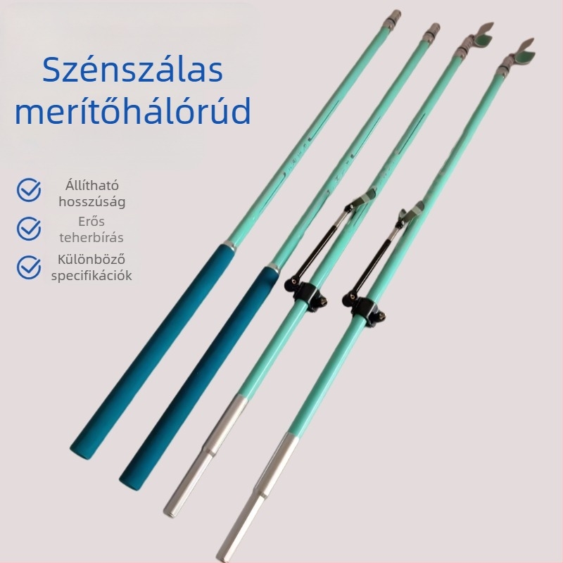 Teleszkópos merítőpálca kültéri horgászathoz kék tartóval