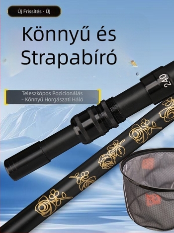Teleszkópos üvegszálas horgászhálózati pálca rögzítő mechanizmussal
