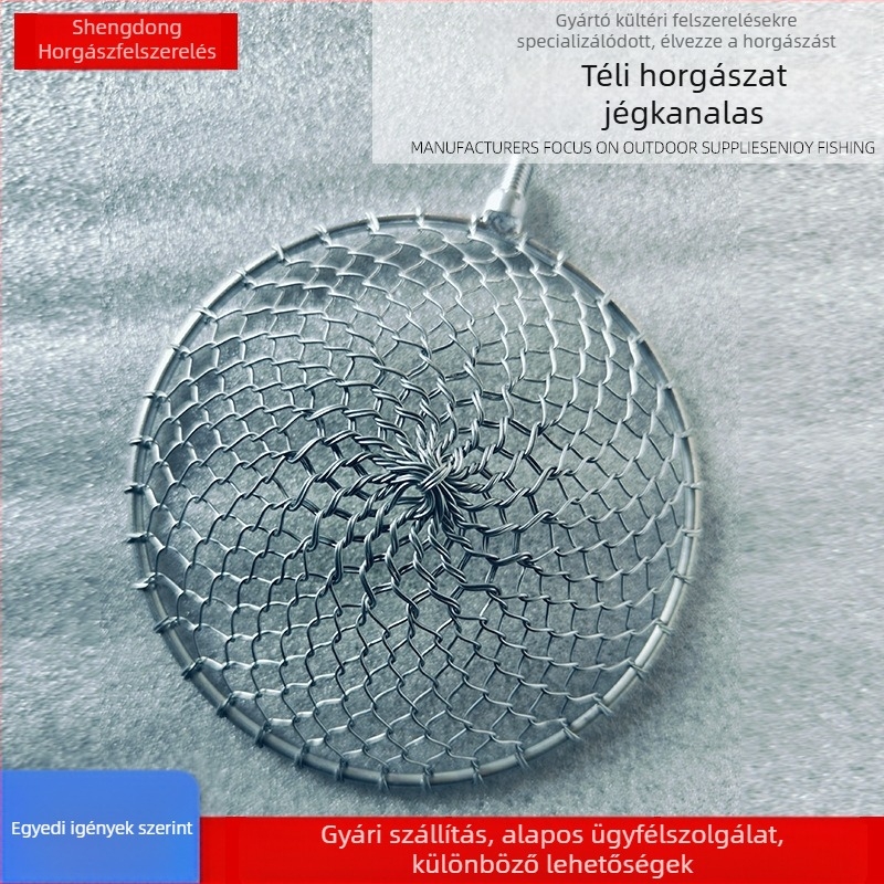 Jégbeli horgászkanál‑hálófej galvanizált vasból