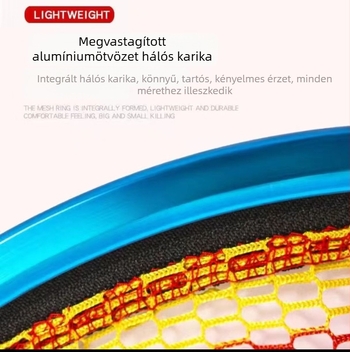 Könnyű horgász hálófej alumíniumötvözetből, mélyített és vastagított, megelőzi a csomósodást, 8 mm nyílású nano háló