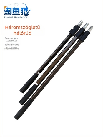 Teleszkópos hálónyél horgászathoz, alumínium ötvözetből, háromszög fejjel