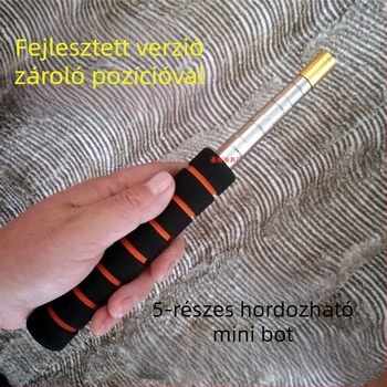 Rozsdamentes acél mini zseb teleszkópos horgászbot zárócsuklóval és kanál fejjel a hálóhoz