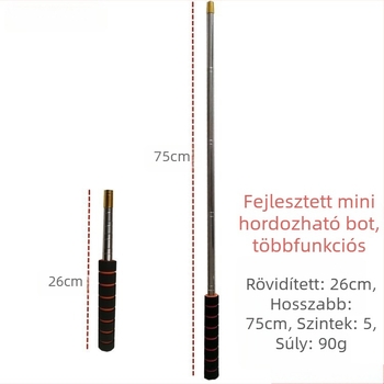Rozsdamentes acél mini zseb teleszkópos horgászbot zárócsuklóval és kanál fejjel a hálóhoz