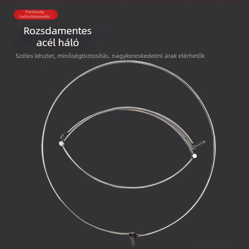 Összecsukható rozsdamentes acélból készült halászháló fej gyűrűvel – masszív hálóalkatrész (Termékkód: Fishing Net Head; Háló anyaga: Egyéb; Teherbírás: Egyéb; Mélység: Egyéb)