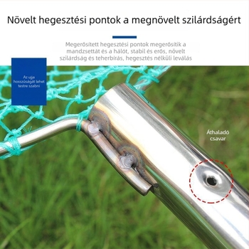 Horgász hálófej rozsdamentes acélból, kézzel szőtt, ultra finom hálóval