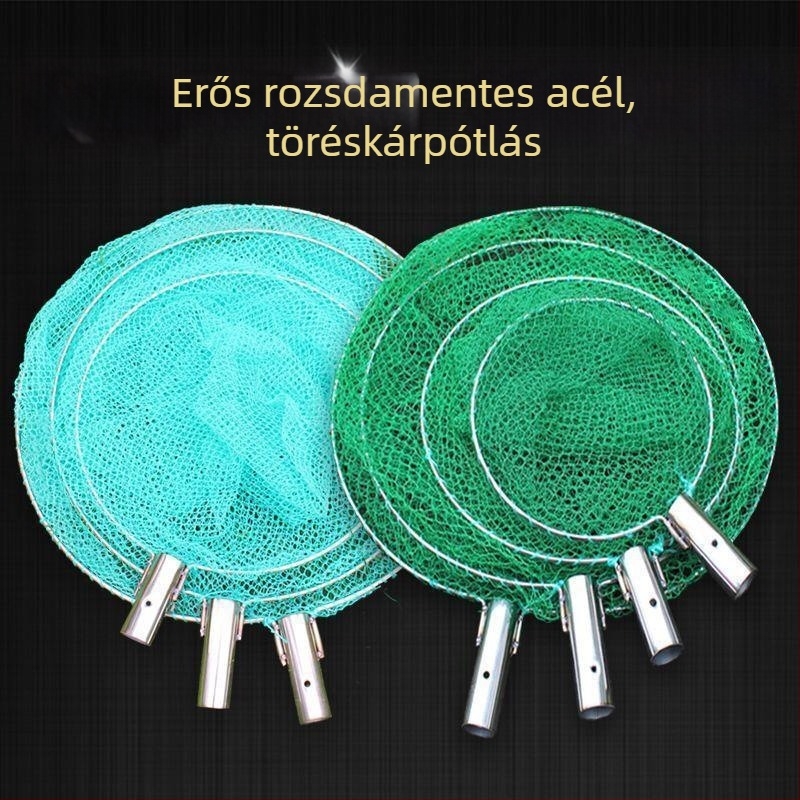 Horgász hálófej rozsdamentes acélból, kézzel szőtt, ultra finom hálóval