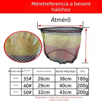Összecsukható rozsdamentes acél horgász hálófej, sűrű hálóval