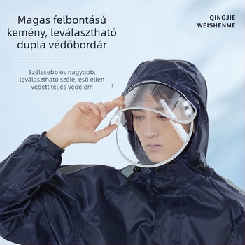 Felnőtt esőkabát és esőnadrág szett vastag vízálló hálós bélésével, Oxford anyagú, kapucnival és nagy karimával