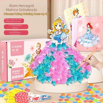 Gyerekeknek szóló papíralapú DIY művészeti készlet: Álomszép hercegnő – 3D ruhákkal, multifunkcionális és testre szabható