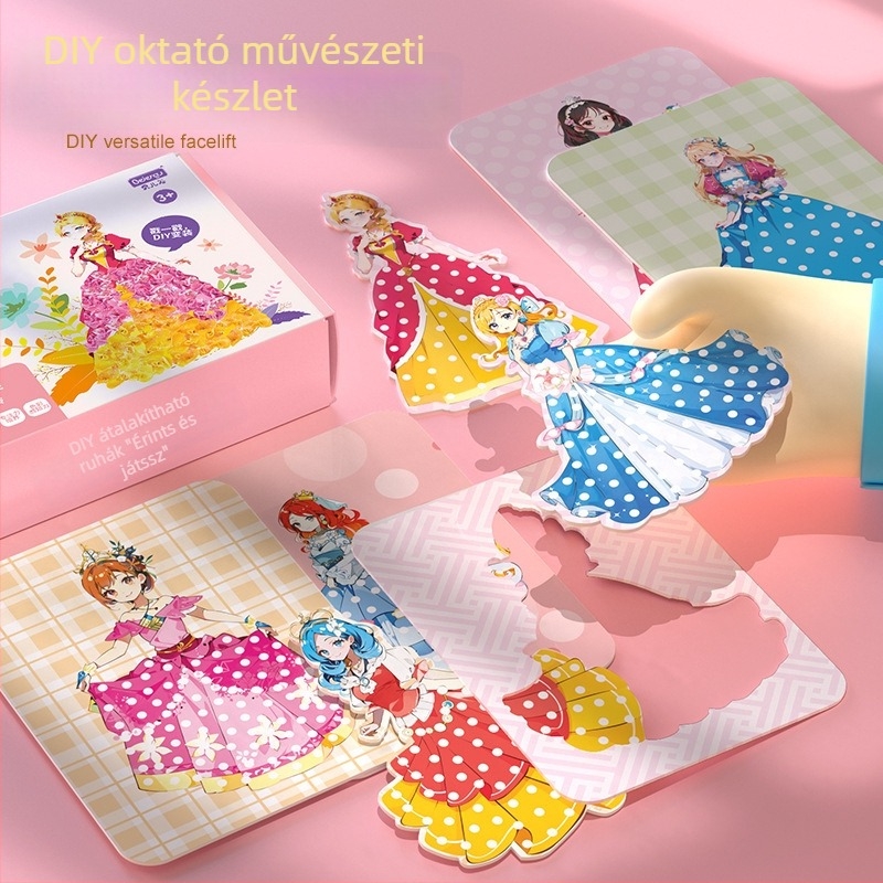 Gyerekeknek szóló papíralapú DIY művészeti készlet: Álomszép hercegnő – 3D ruhákkal, multifunkcionális és testre szabható