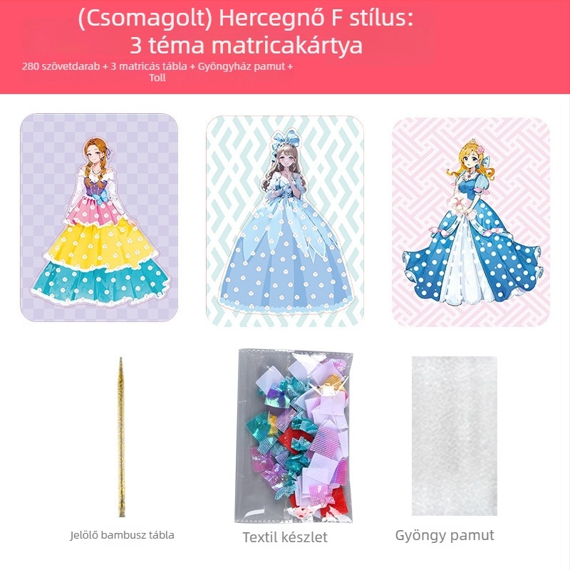 Gyerekeknek szóló papíralapú DIY művészeti készlet: Álomszép hercegnő – 3D ruhákkal, multifunkcionális és testre szabható