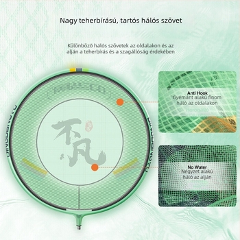 Jingle Fish Alu-magnézium ötvözetű keret, fin háló, ultra könnyű, gyorsan száradó, anti-horgos, versenyszerű horgászathoz
