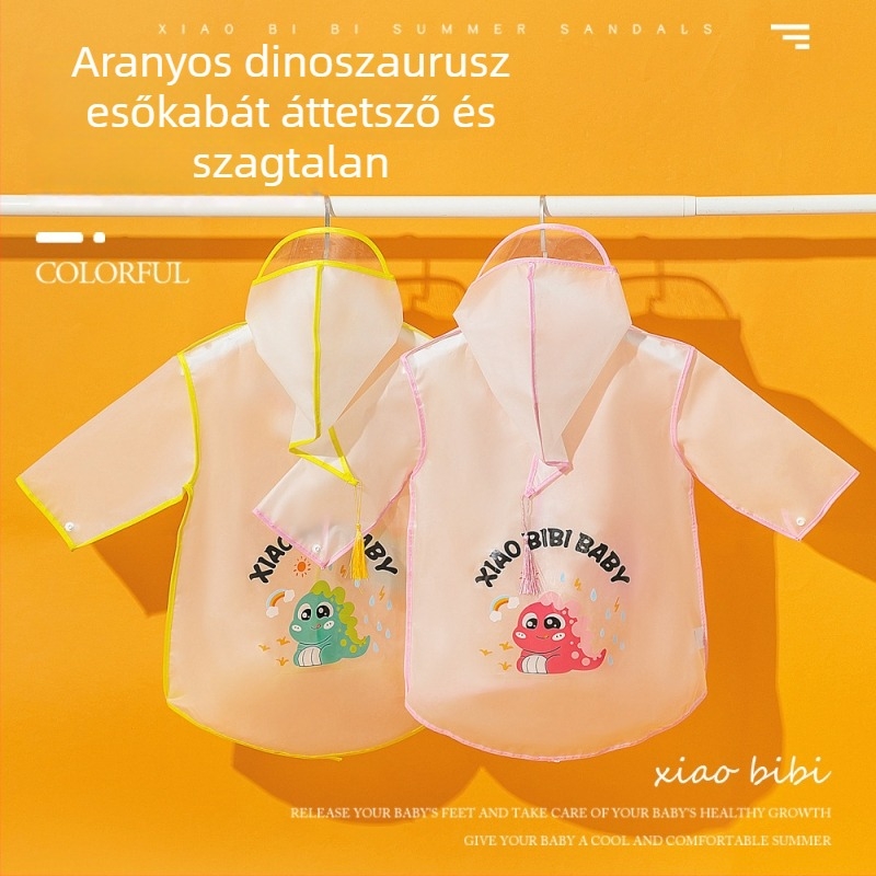 Dínó grafikás gyerek esőkabát készlet, 2-6 éveseknek, fiúknak és lányoknak, átlátszó poncsó