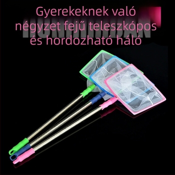 Kinyúló gyermekeknek szóló háló kinti használatra, rovarok és vízi élőlények fogására, négyzetes fejű kivitel