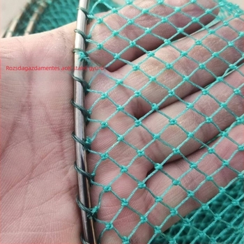 Mechanizmussal ellátott rozsdamentes acél halászháló fej, gumírozott bevonatú rozsdamentes acél huzalháló, 200 kg teherbírás, a mélység a diamétertől függ