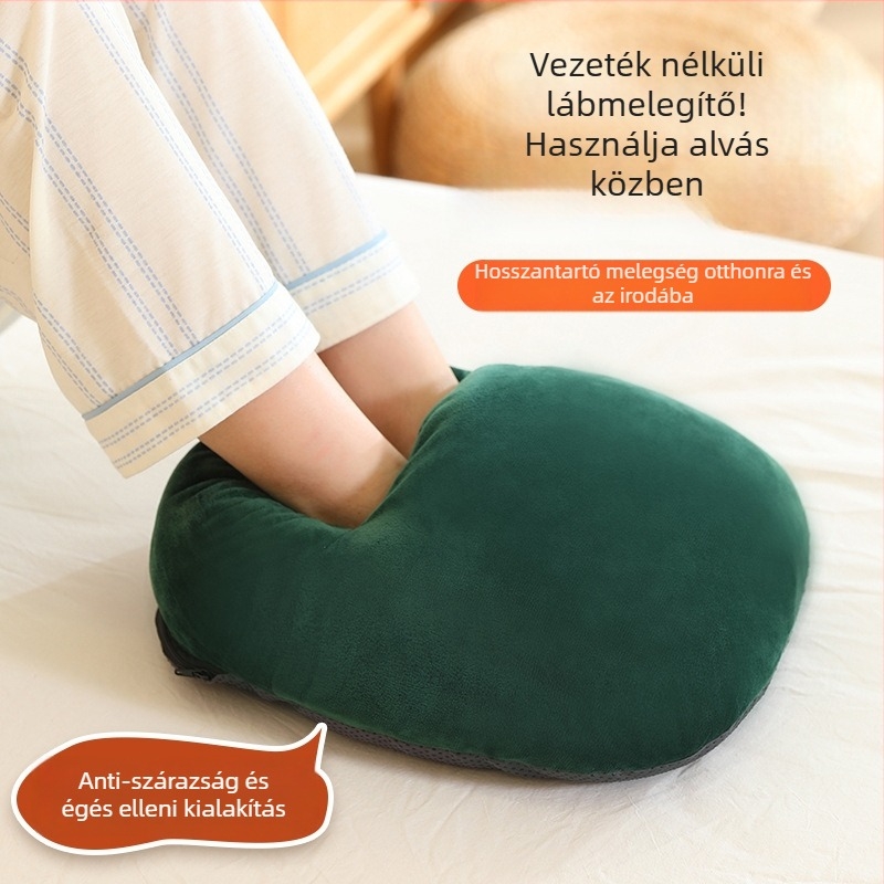 Vezeték nélküli fűtött papucsok otthonra és irodába, bársonyos felsőrész, gumi talp, uniszex, USB tápellátással