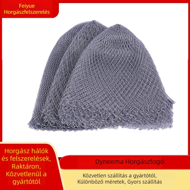 Halászháló többméretű hálózattal: kis, közepes és nagy szemnyílású, szőtt háló nagy halak számára - Márka: Fly over the net - Anyag: Racket line