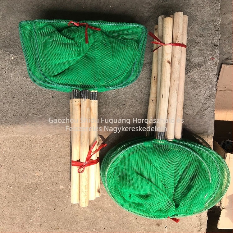 Kötés nélküli, fa nyelű halászháló és tok – Márka Wood, Származás Gaozhou, Anyag: Fa