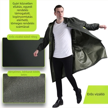 Hosszú PVC esőponcsó teljes testvédő, uniszex, kültéri túrázáshoz