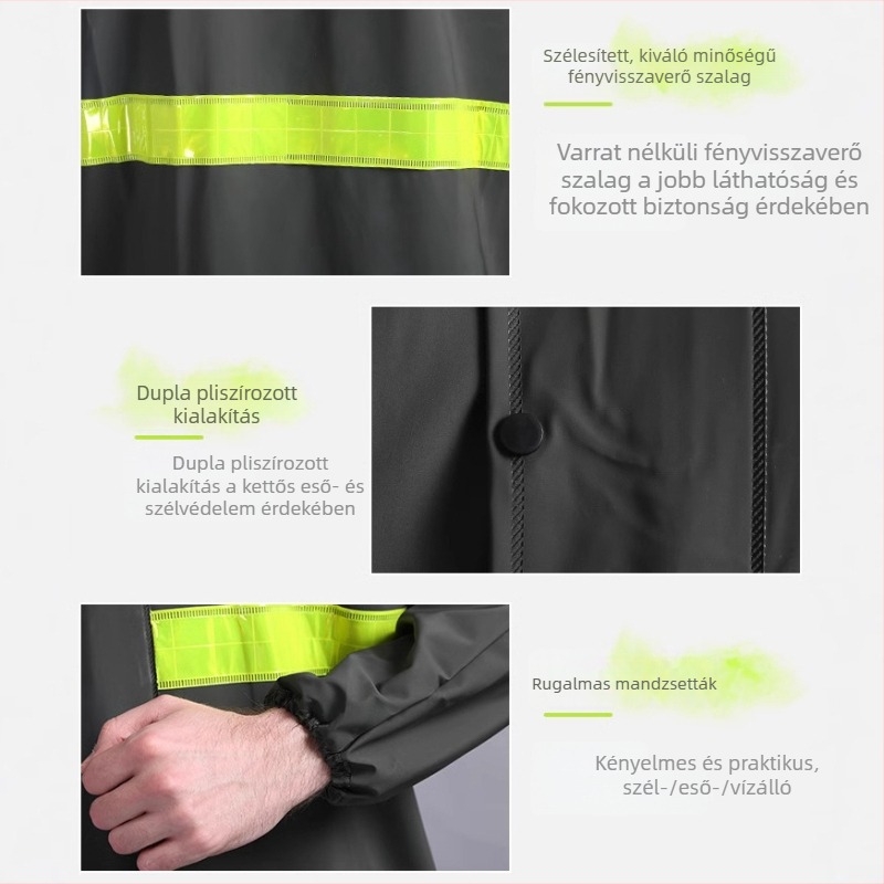 Hosszú PVC esőponcsó teljes testvédő, uniszex, kültéri túrázáshoz