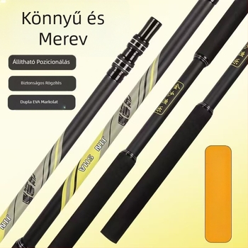Szénszálas merítőháló bot, versenyző modell, 2,1–3 m hosszú, a merítő pontos pozicionálásához, horgász felszerelés