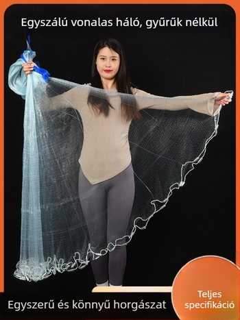 Yitong Xinghua amerikai gyűrű nélküli kézi dobású halászháló, poliészter, 0,3 mm szemek