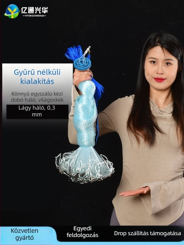 Yitong Xinghua amerikai gyűrű nélküli kézi dobású halászháló, poliészter, 0,3 mm szemek