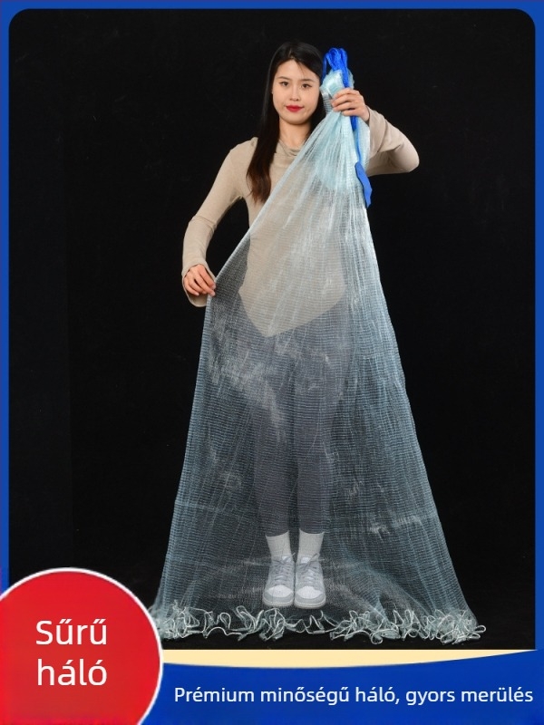 Yitong Xinghua amerikai gyűrű nélküli kézi dobású halászháló, poliészter, 0,3 mm szemek