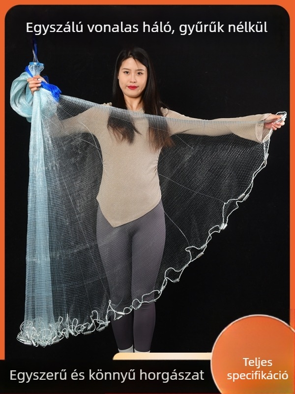 Yitong Xinghua amerikai gyűrű nélküli kézi dobású halászháló, poliészter, 0,3 mm szemek