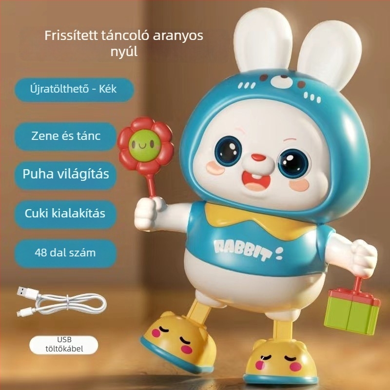 Interaktív oktatási elektromos nyuszi játék 4–6 éveseknek: énekel és táncol, távirányító, zene és fények, elemmel működik
