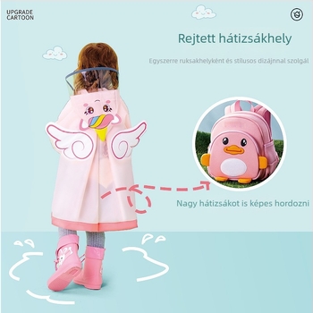 Gyerek esőkabát, 3D cartoon dizájn, EVA anyag, teljes testfedés, egy gyerek számára