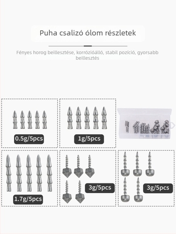Pirate Shark Horgász készlet – 25 elektroplatált ólom puha féreg