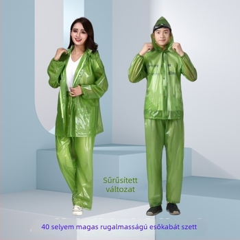 Felnőtt split esőkabát nadrággal, PVC anyagból, vastag, túrázáshoz, logóval nyomtatva