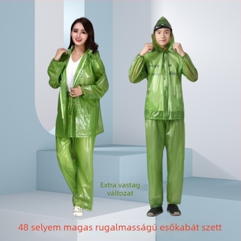 Felnőtt split esőkabát nadrággal, PVC anyagból, vastag, túrázáshoz, logóval nyomtatva