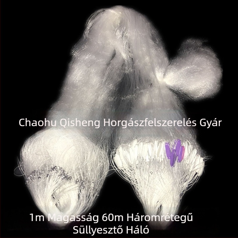 1 m × 60 m háromrétegű süllyedő háló, nylon monofilament háló