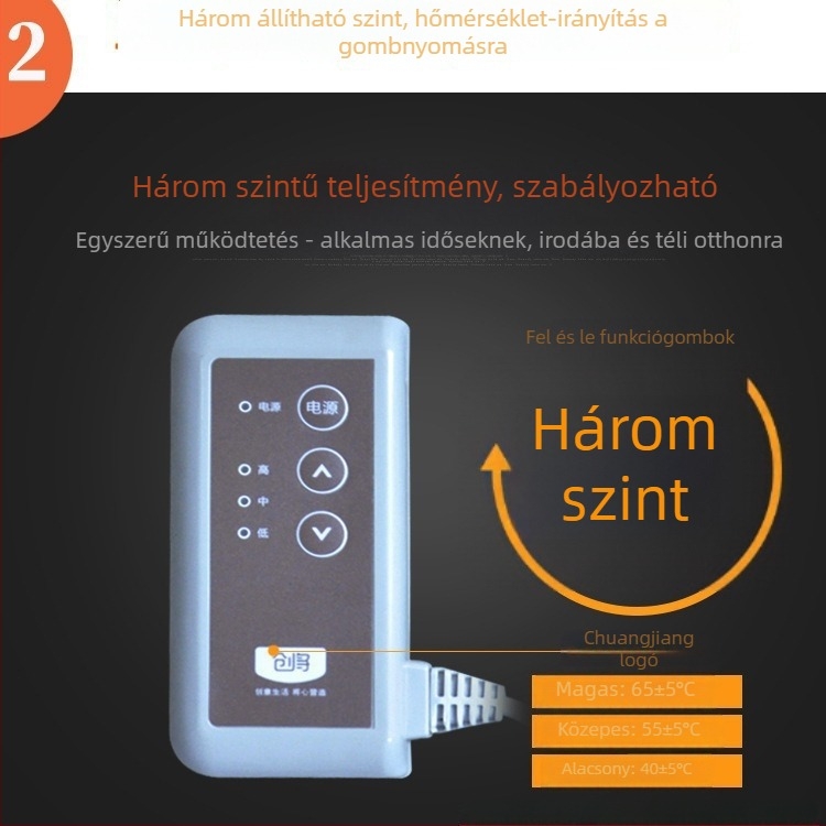 Iroda alatti lábfűtő – szén-kristályos légmentes fűtőelem, 220V, 165W, modell LY-PH3