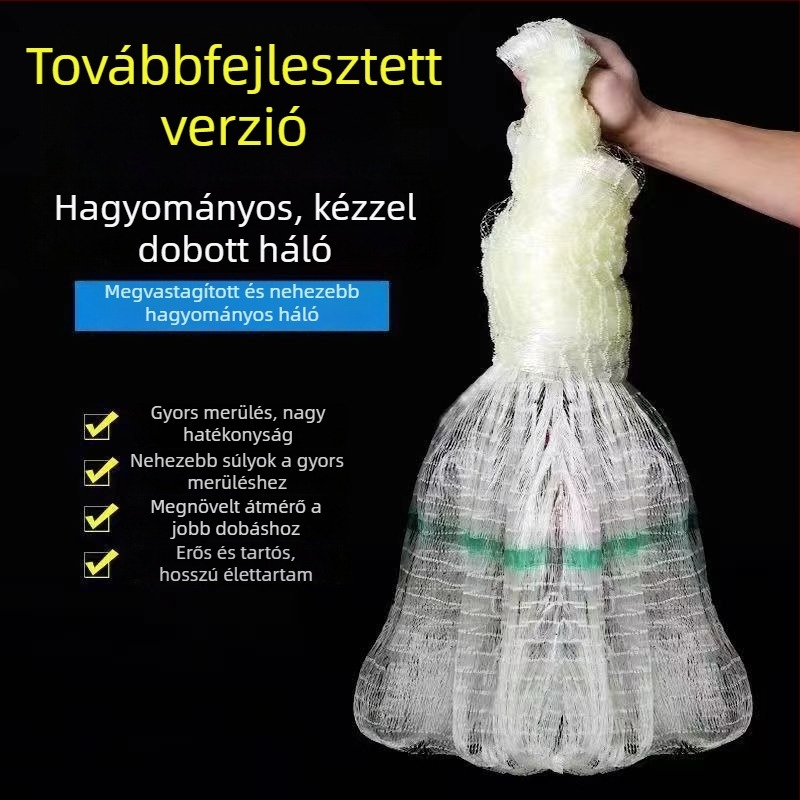 Hagyományos kézi vetőháló monofilament szálból