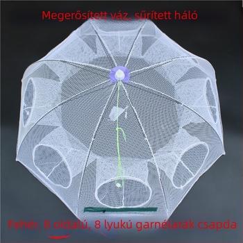 Fehér garnéla kosár és háló készlet, összecsukható horgász háló, kézzel dobott háló, halas táska, halas ketrec, horgászfelszerelés