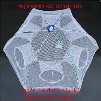 Fehér garnéla kosár és háló készlet, összecsukható horgász háló, kézzel dobott háló, halas táska, halas ketrec, horgászfelszerelés