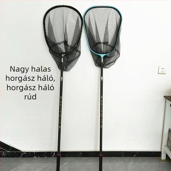 Alumíniumötvözetből készült horgász hálófej gumírozott hálóval, nagy halakhoz, háromszög és kör alakú