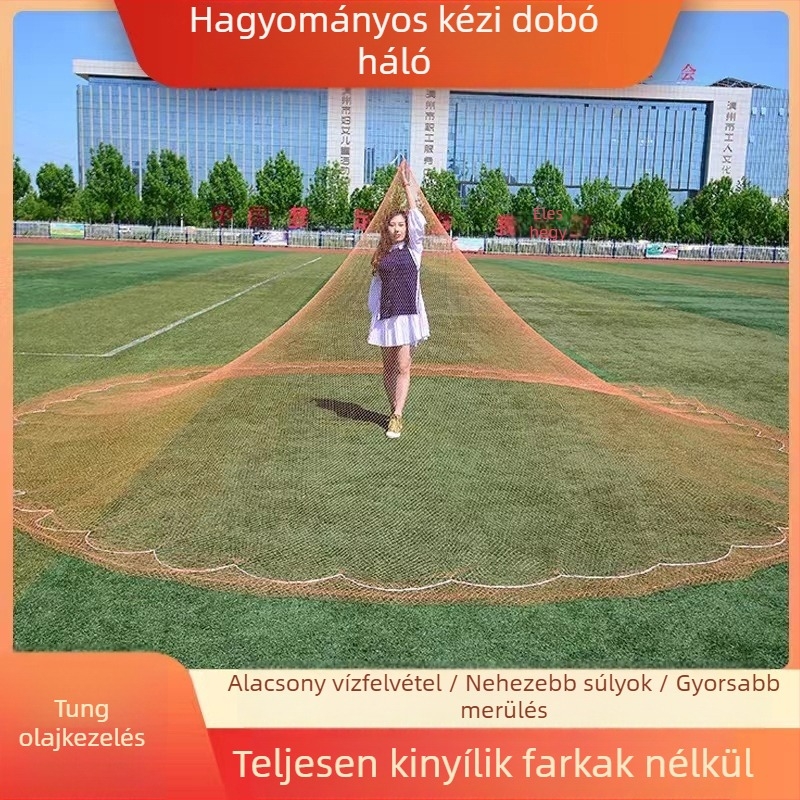 Kuhong kézzel készített hagyományos halászháló, nejlon anyagból, klasszikus stílus