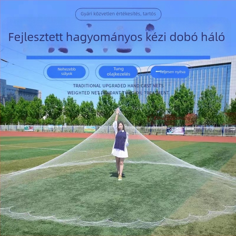 Kuhong kézzel készített hagyományos halászháló, nejlon anyagból, klasszikus stílus