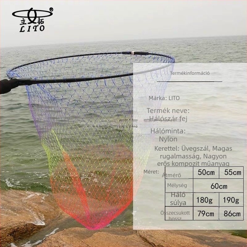 Litu horgász hálófej, szénanyagból, összecsukható kiegészítő, rögzített orientáció