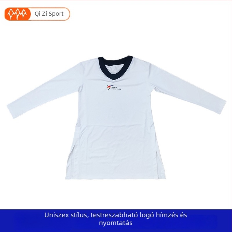 Taekwondo egyenruha, jégselyem anyag, 100% poliészter, csíkos minta, Taekwondo versenyekre