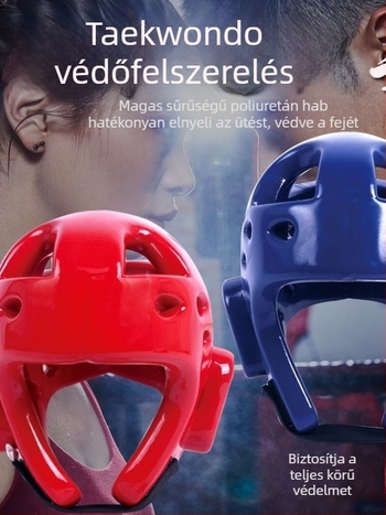 Taekwondo fejvédő sisak arcvédővel, NBR anyagból, öntött kivitel, modell 005, súly 1