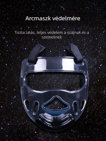 Taekwondo fejvédő sisak arcvédővel, NBR anyagból, öntött kivitel, modell 005, súly 1