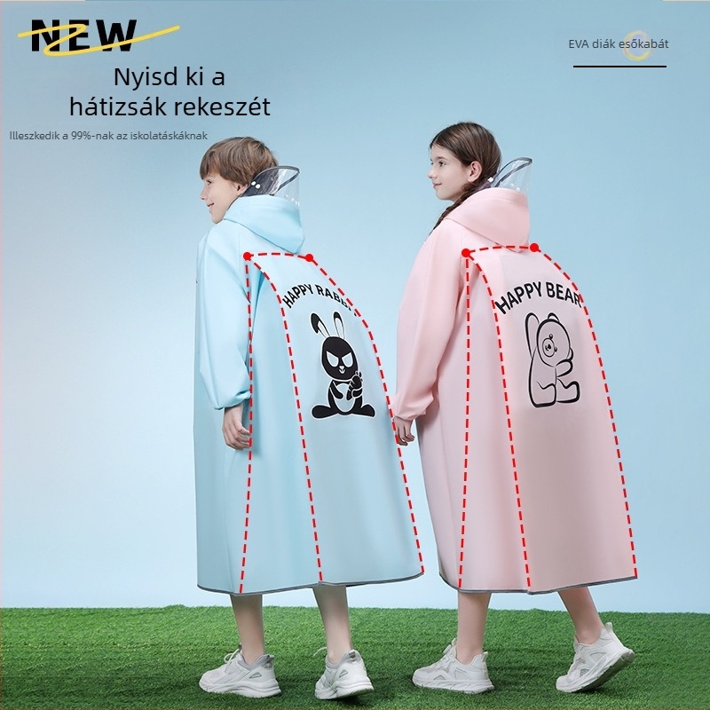 Gyerek esőkabát cipzárral, EVA anyag, logó nyomtatás, testreszabható (cipzár; EVA anyag; logó nyomtatás; testreszabás)