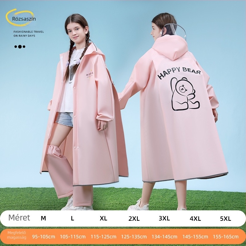 Gyerek esőkabát cipzárral, EVA anyag, logó nyomtatás, testreszabható (cipzár; EVA anyag; logó nyomtatás; testreszabás)