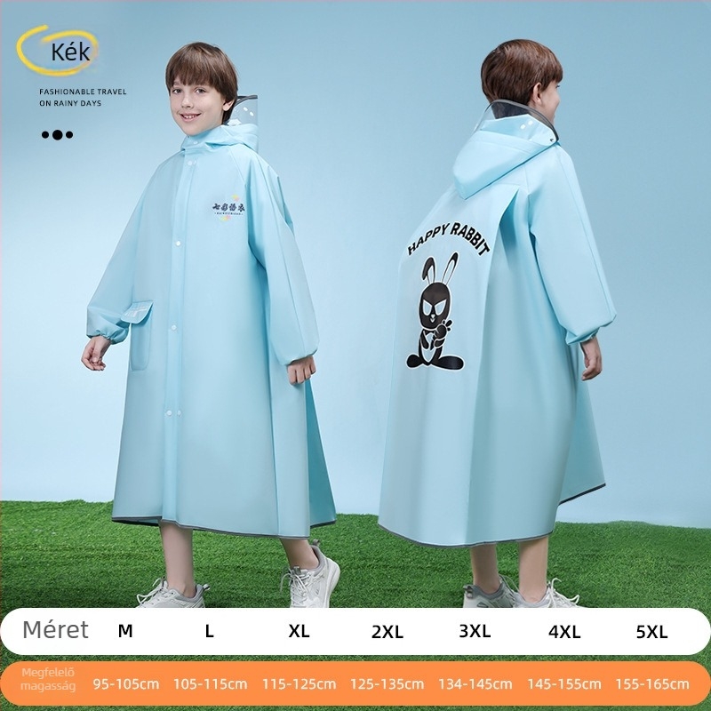 Gyerek esőkabát cipzárral, EVA anyag, logó nyomtatás, testreszabható (cipzár; EVA anyag; logó nyomtatás; testreszabás)