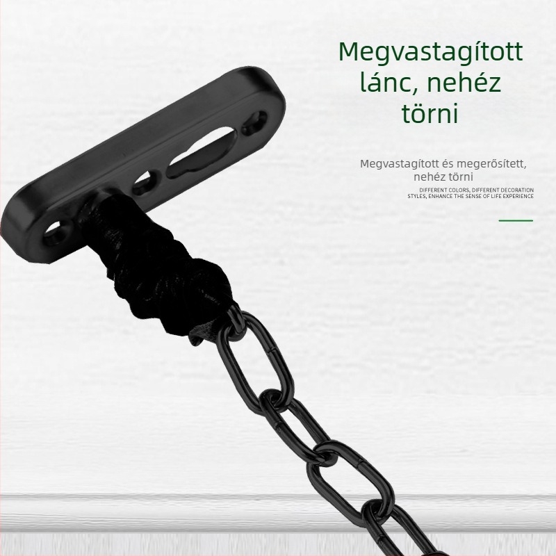 Rozsdamentes acél ajtózár lánccal, perforált anti-theft lánc modell, F-típusú zár, felület: finom polírozás, stílus: modern minimalizmus